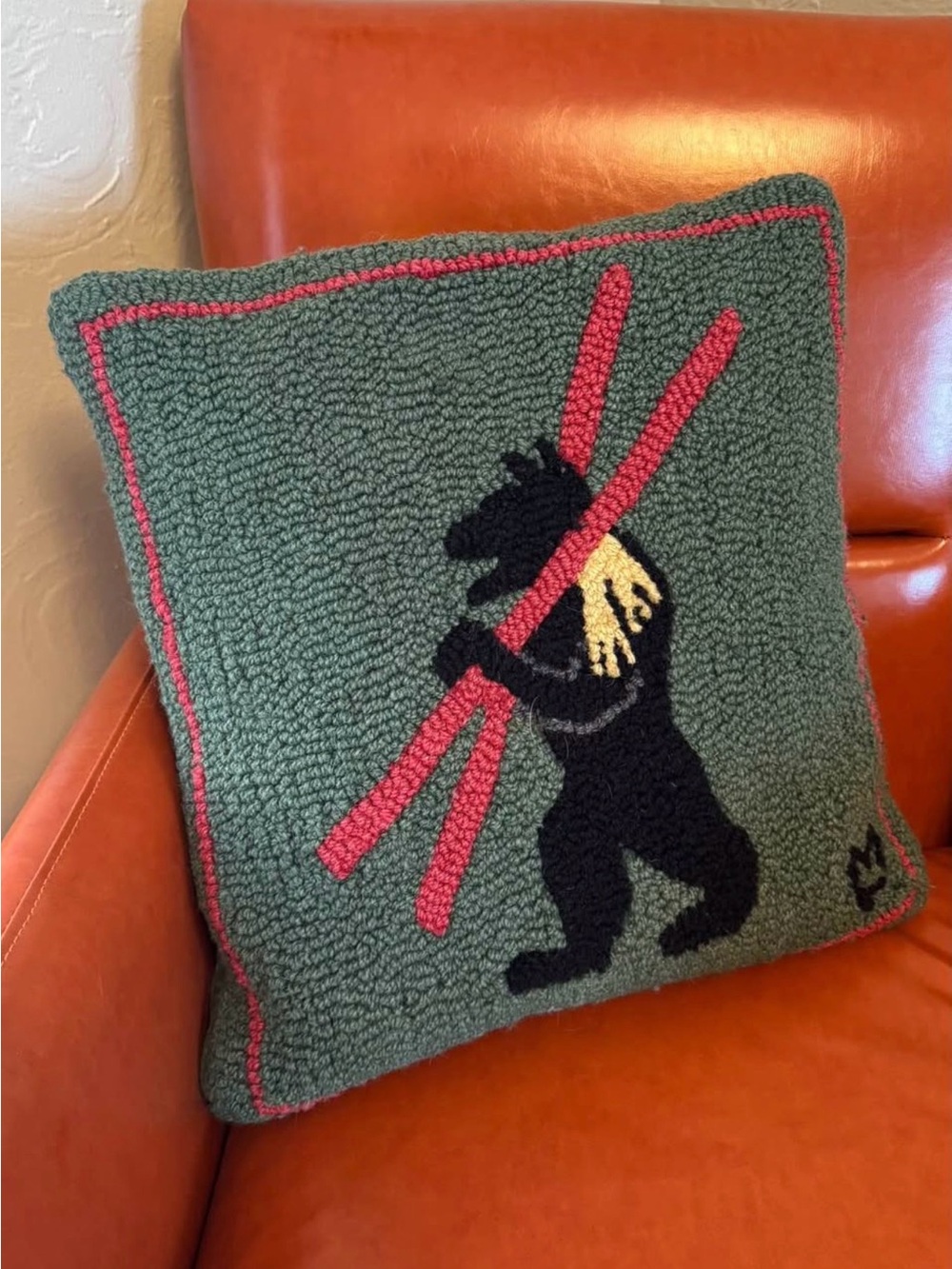 Chandler Four Corners Smoky Mountain Ski Bear 18” Pillow